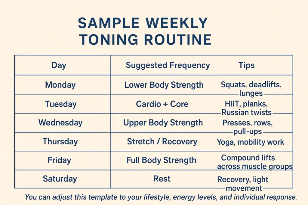 Achieving the Perfect Tone: How Often Should You Exercise for Results? 4 Weekly exercise plan graphic