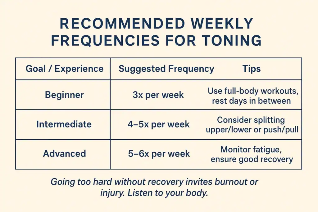 Achieving the Perfect Tone: How Often Should You Exercise for Results? 2 Graphic to show how often you should do exercise to help with toning