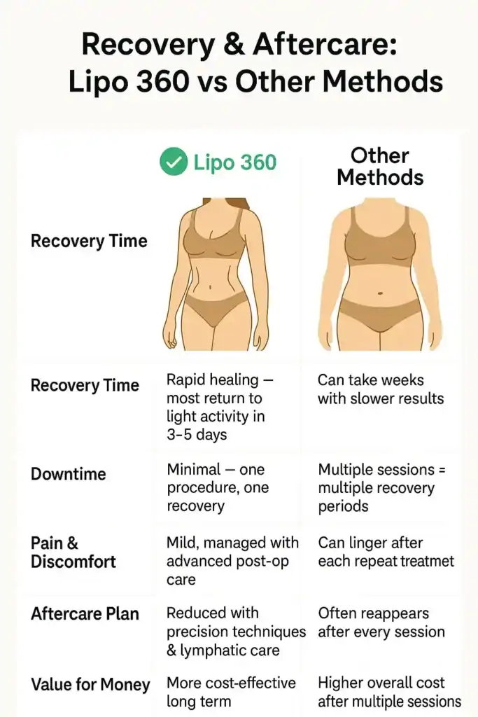 Recovery and Aftercare for Fat-Dissolving Surgery 2 Table to show fat dissolving injection aftercare
