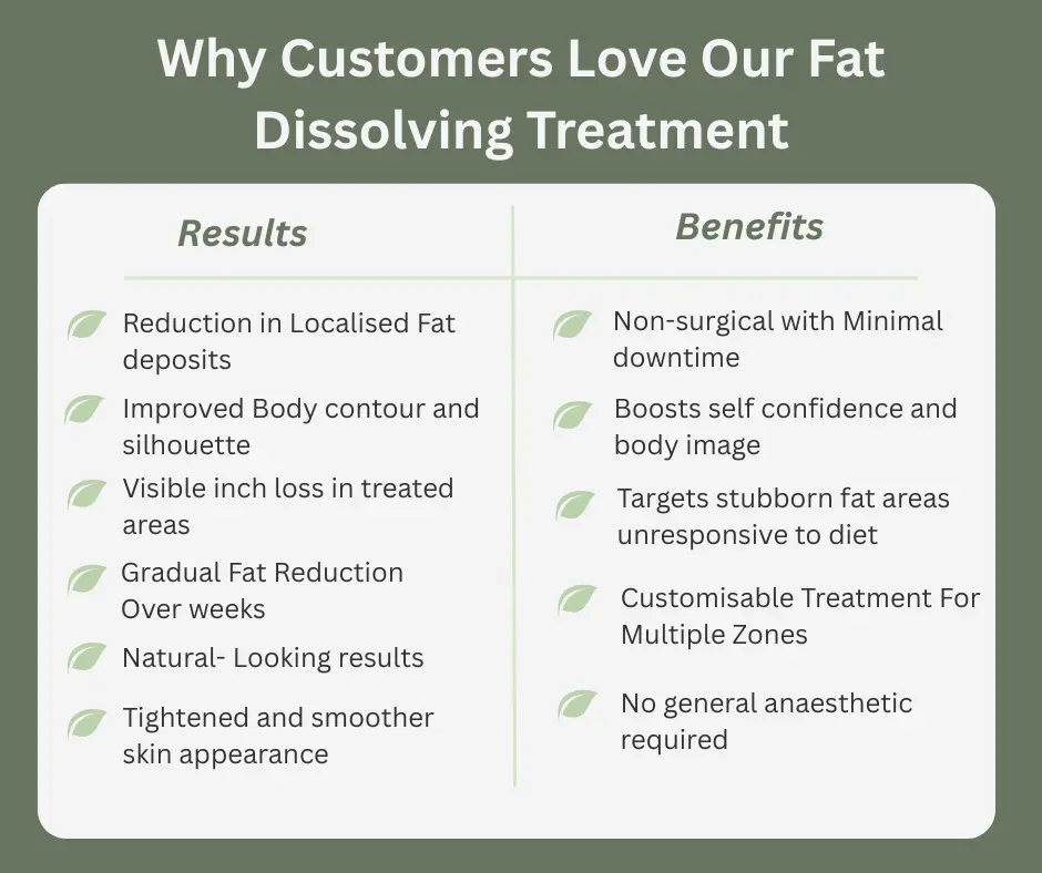 Uncovering the Mechanics of Fat-Dissolving Surgery 2 Fat-dissolving table of benefits